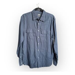 Todd Snyder Button Down Shirt Cotton Navy Blue Black Men L Classic Luxury